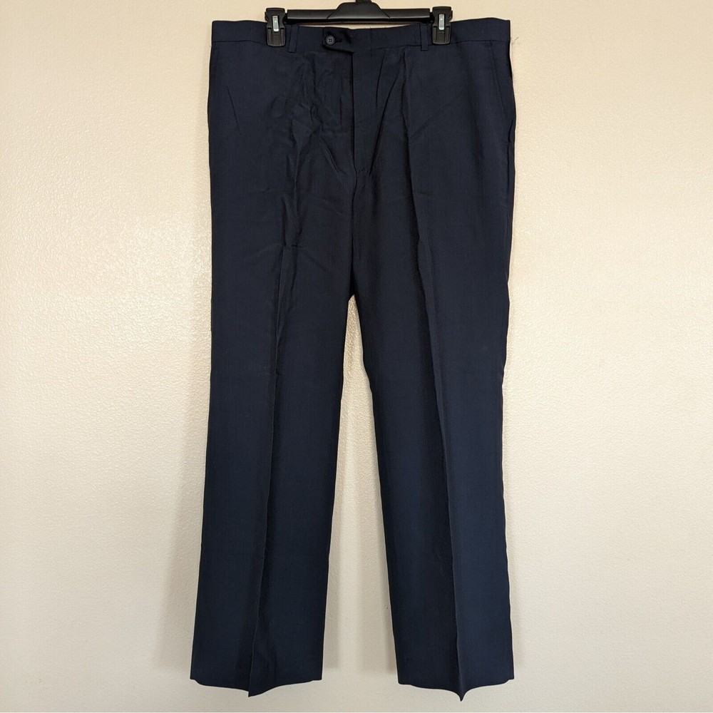 Vintage Hill & Archer Dress Pants Men’s 38x29 Blue Flat Front Slacks Made In USA